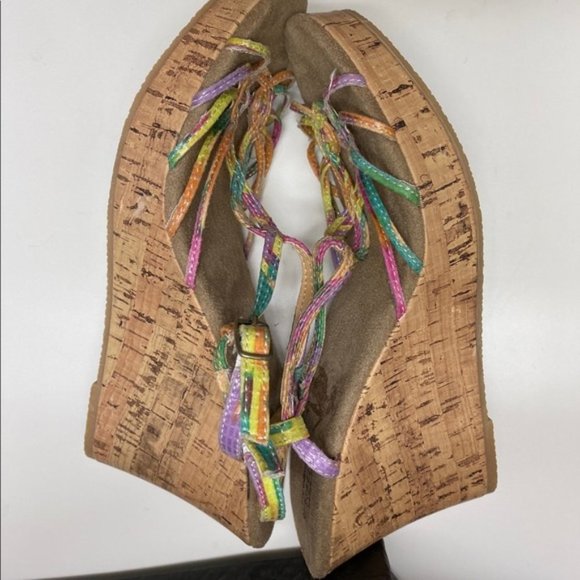 Seychelles "Cayman" Multi-Color Wedge Cork Sandals - Picture 3 of 7